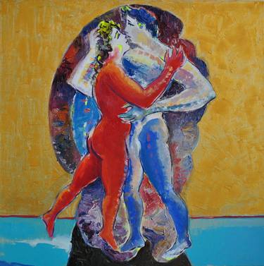 Print of Figurative Love Paintings by Andrea Ortuño