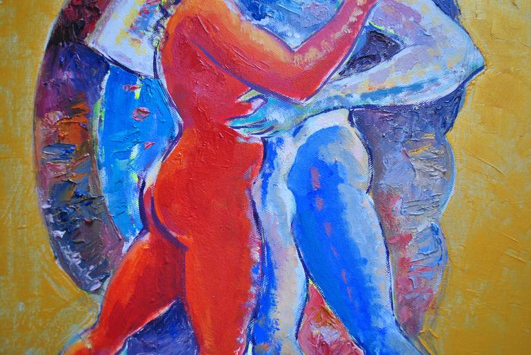 Original Figurative Love Painting by Andrea Ortuño