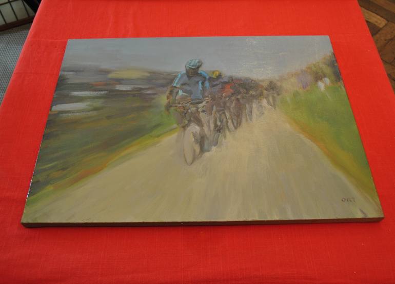 Original Impressionism Bicycle Painting by Andrea Ortuño