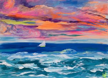 Print of Impressionism Sailboat Paintings by Sharon Worley