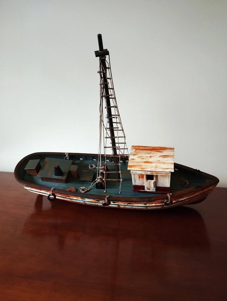 Original Realism Boat Sculpture by Carole Carpier