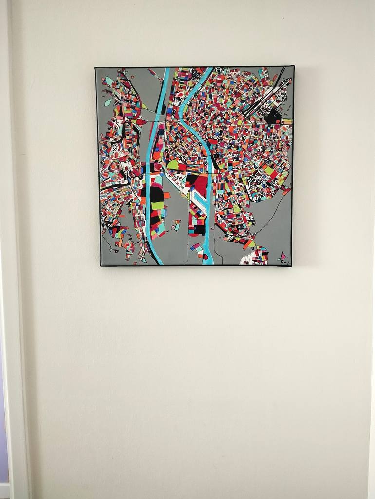 Original Abstract Expressionism Cities Painting by Carole Carpier