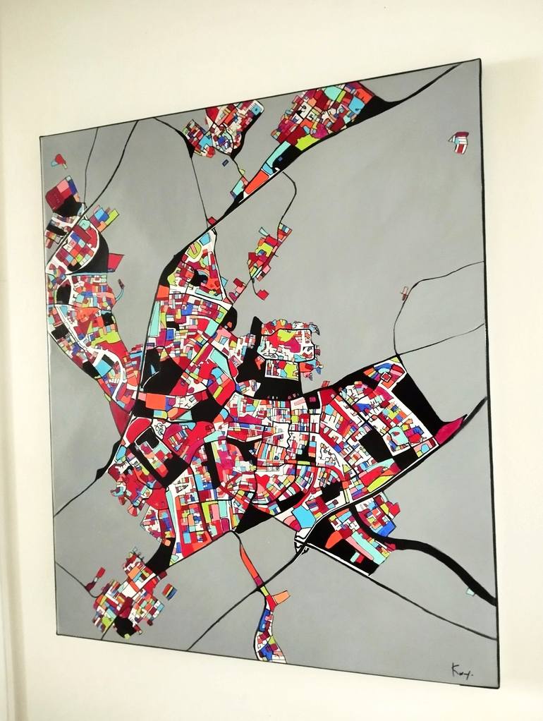 Original Abstract Cities Painting by Carole Carpier