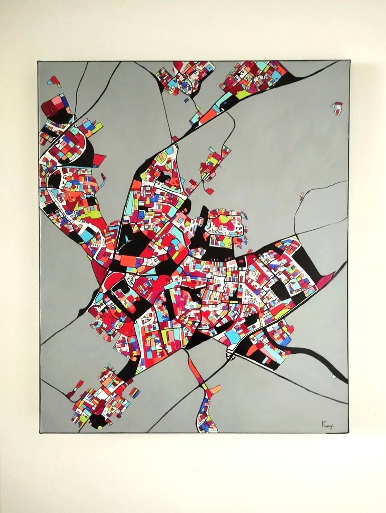 Original Abstract Cities Painting by Carole Carpier