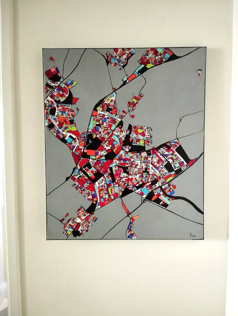 Original Abstract Cities Painting by Carole Carpier