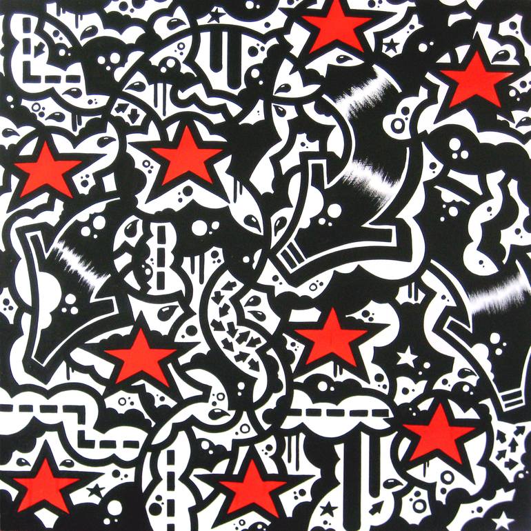 graffiti elements nine red stars Painting by Ottograph amsterdam ...
