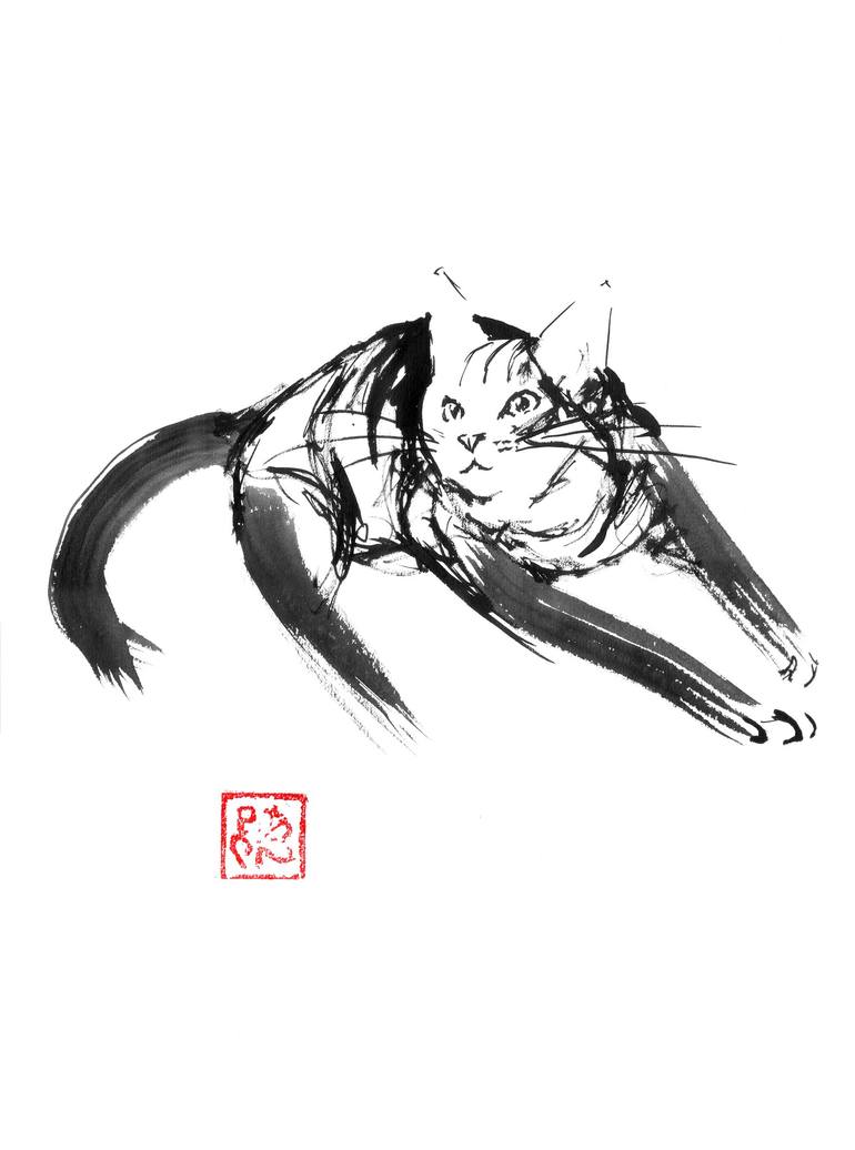 Running Cat Drawing By Pechane Sumie Saatchi Art