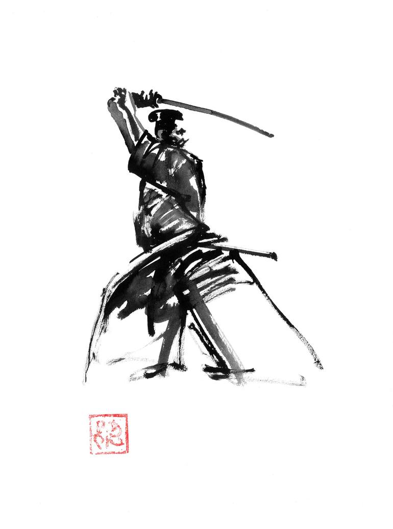 samourai en garde 02 Drawing by pechane sumie | Saatchi Art