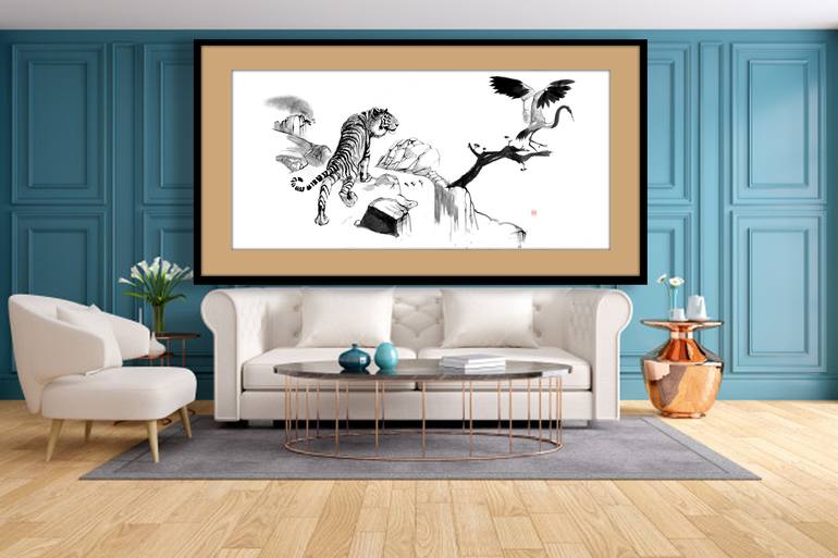 Original Black & White Landscape Painting by Pechane Sumie