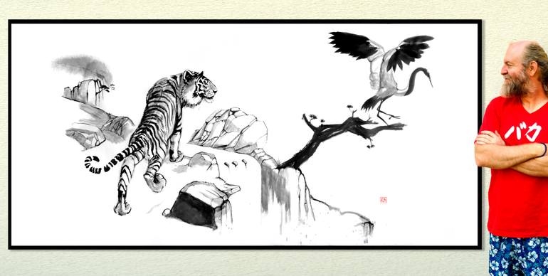 Original Black & White Landscape Painting by Pechane Sumie