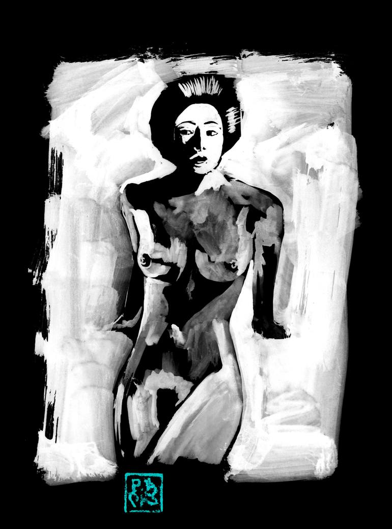 Original Conceptual Nude Drawing by Pechane Sumie