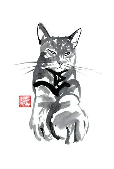 Original Fine Art Cats Paintings by pechane sumie