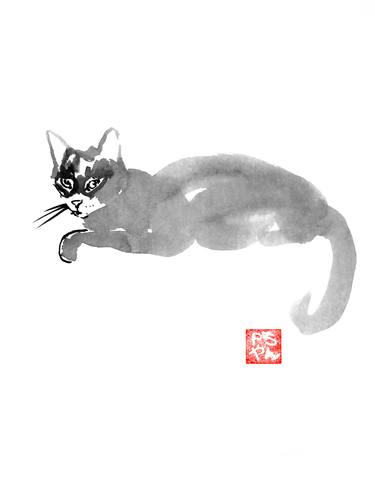 Print of Fine Art Cats Paintings by pechane sumie