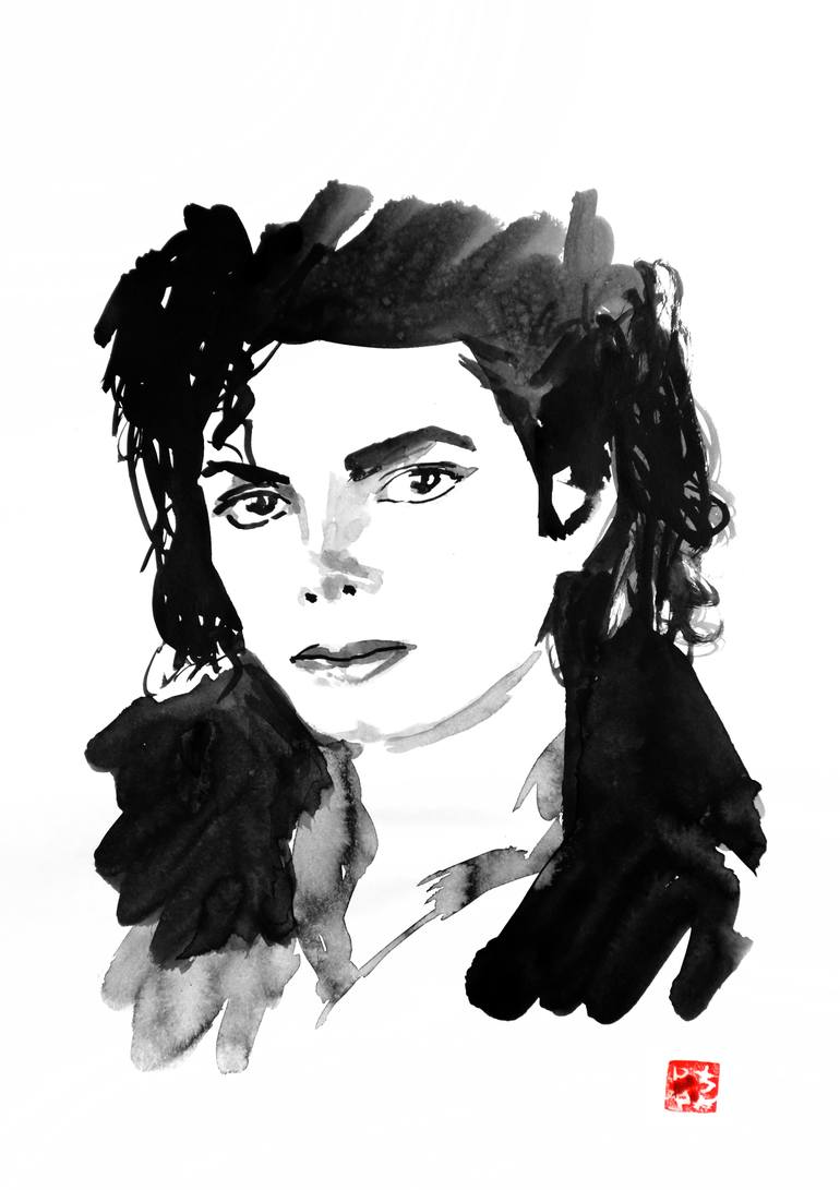 michael jackson art black and white