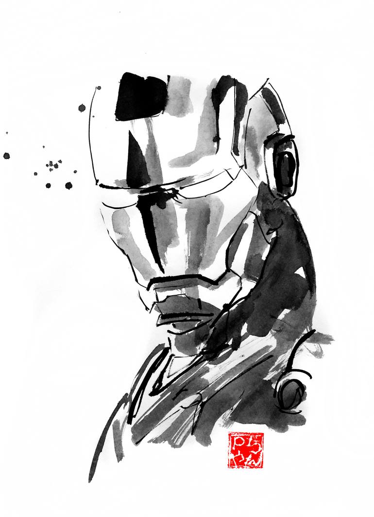Ironman Face Drawing By Pechane Sumie Saatchi Art