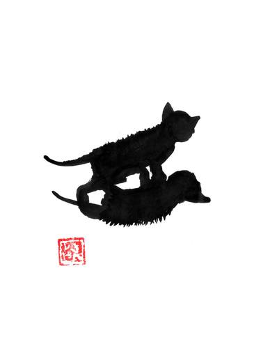 Original Fine Art Cats Drawings by pechane sumie