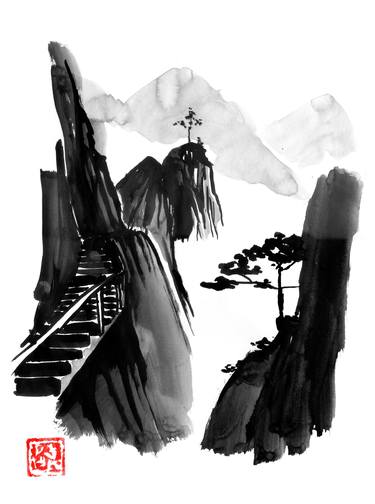 Original Fine Art Landscape Drawings by pechane sumie