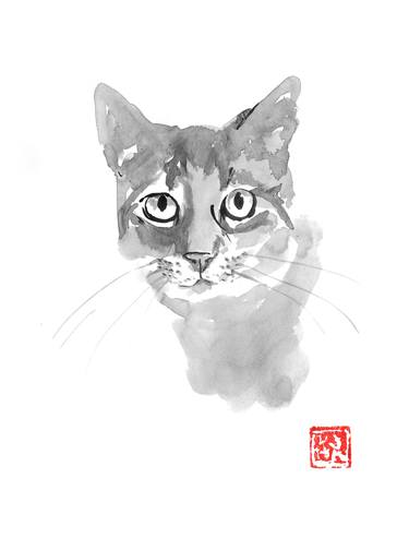 Print of Fine Art Cats Drawings by pechane sumie