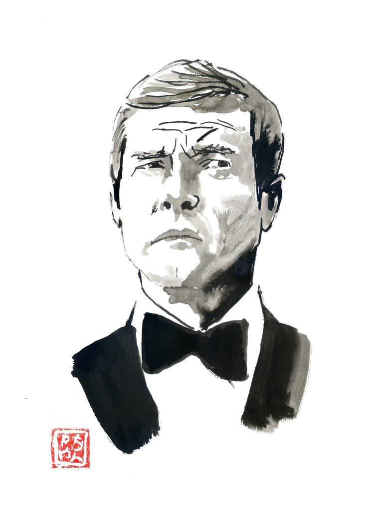 Limited Edition Art Print Of Roger Moore James Bond From