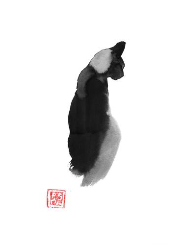 Original Fine Art Cats Drawings by pechane sumie