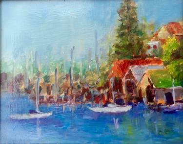 Original Impressionism Boat Paintings by Robert Abrahams