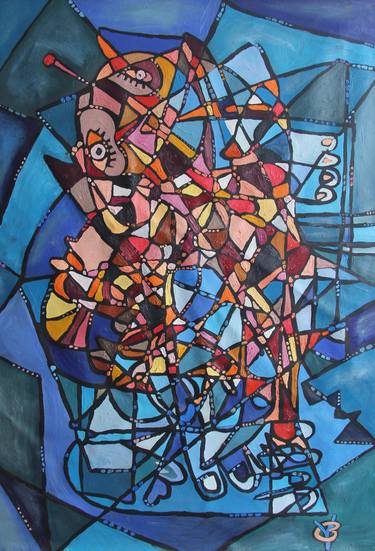 Original Cubism Abstract Painting by Yuri Gudkov
