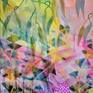 Abstract botanical painting inspired by the Australian native Banksia