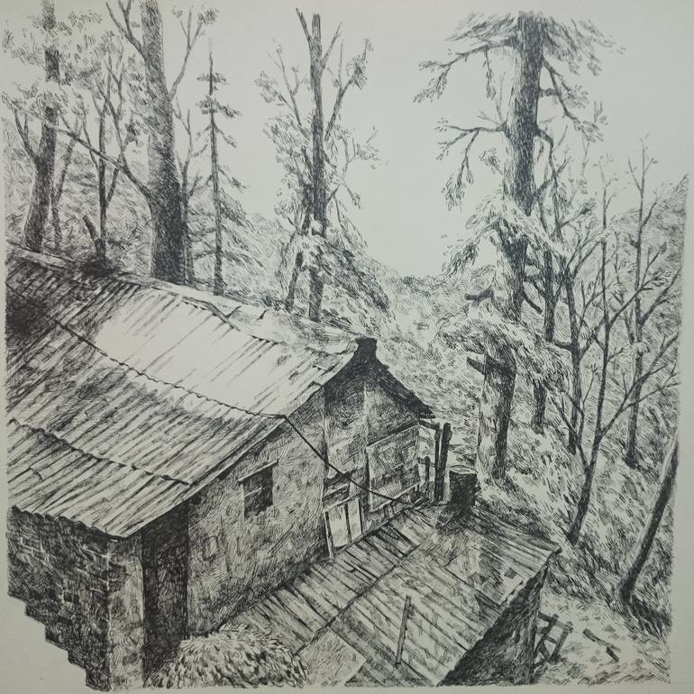 Shimla Drawing by Alexander Wojtek | Saatchi Art