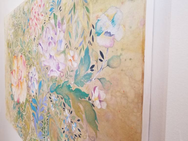 Original Art Deco Floral Painting by Art Mora