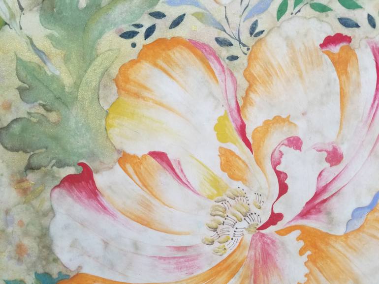 Original Art Deco Floral Painting by Art Mora