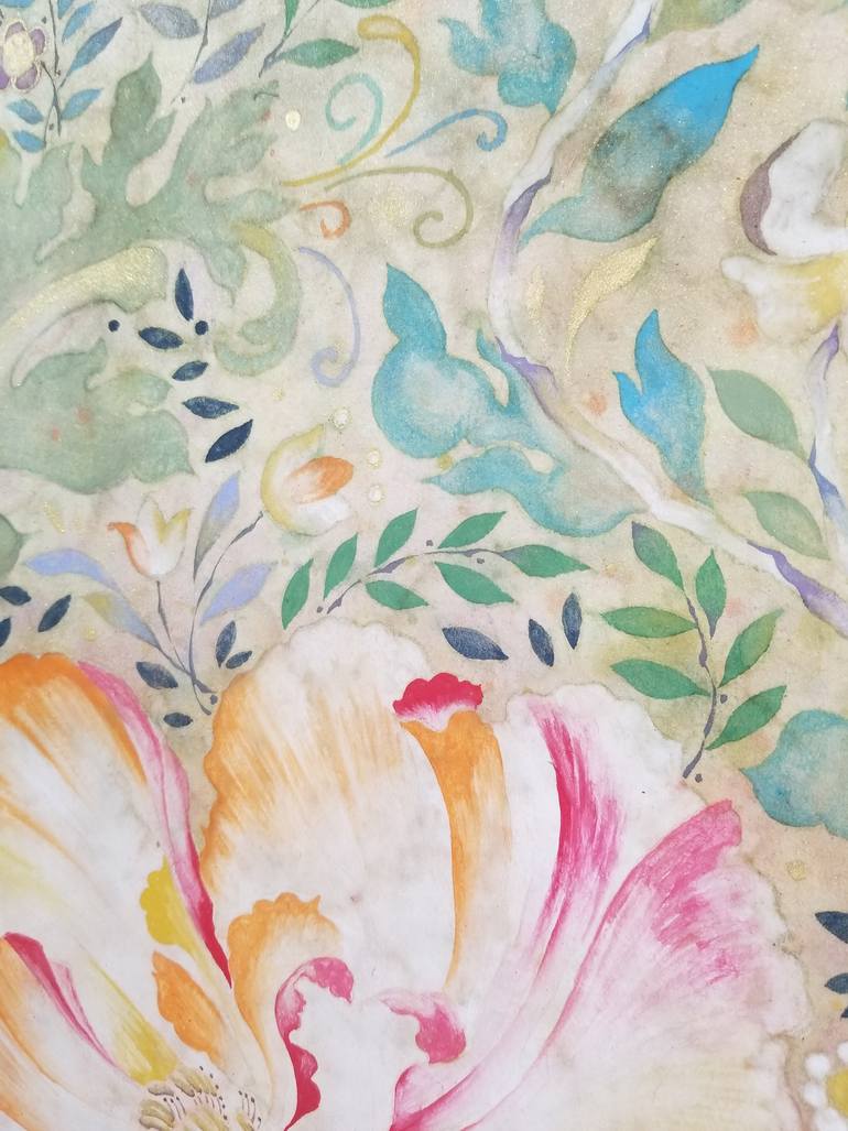 Original Art Deco Floral Painting by Art Mora