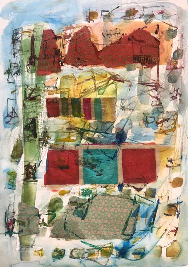 Original Abstract Landscape Collage by Cindy Zaglin