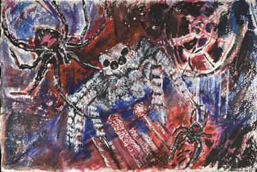 Spiders and Spaceships- watercolor painting by Eva Kendrick thumb
