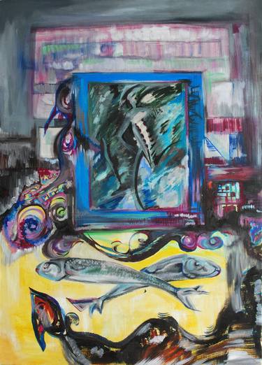 Print of Abstract Expressionism Fish Paintings by Silviana Ana Valeanu