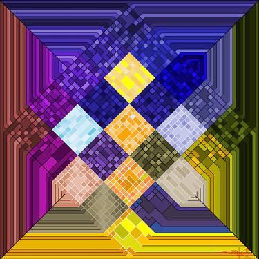 Original Abstract Geometric Mixed Media by Lorne Szmek