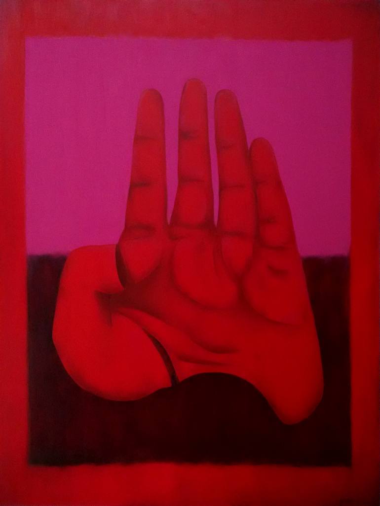 Four fingers or more red Painting by Sebastian Govino