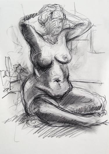 Original Figurative Nude Drawings by Christopher Hickey