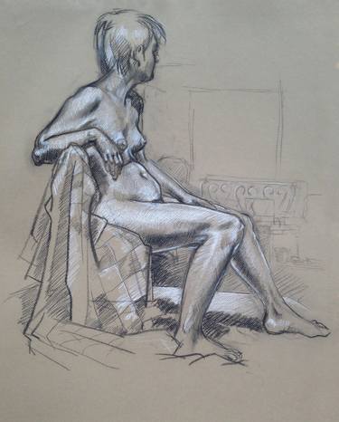 Original Figurative Nude Drawings by Christopher Hickey