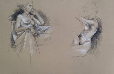 Original Realism Nude Drawings by Christopher Hickey