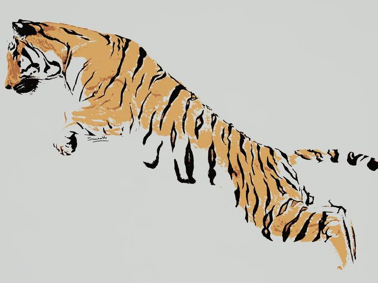 Pouncing Tiger Poster Print