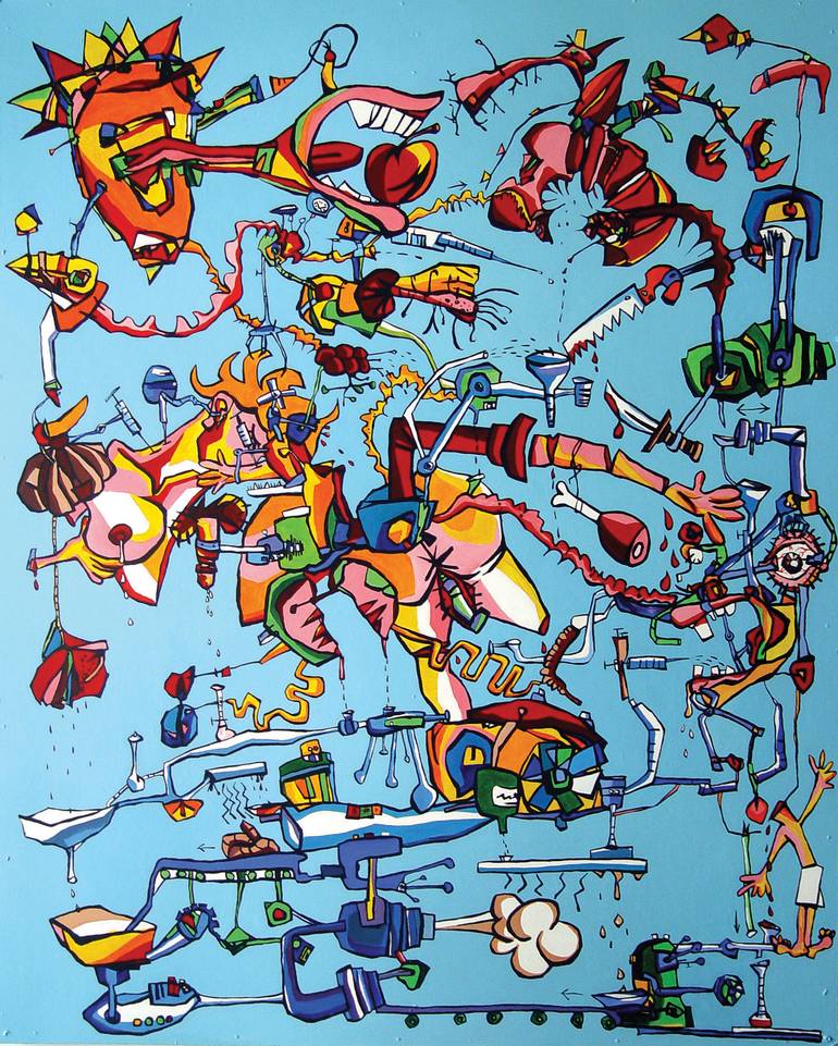 Original Figurative Cartoon Painting by Ferenc Balint