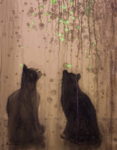 Original Cats Painting by jixing sun