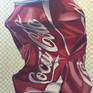 Coke adds life even in it's destruction. The can is juxtaposed against a clean geometric background adding to it's turn of form.