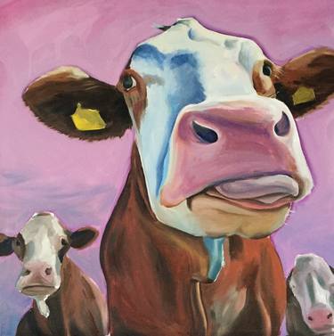 Print of Cows Paintings by Anne Donlin