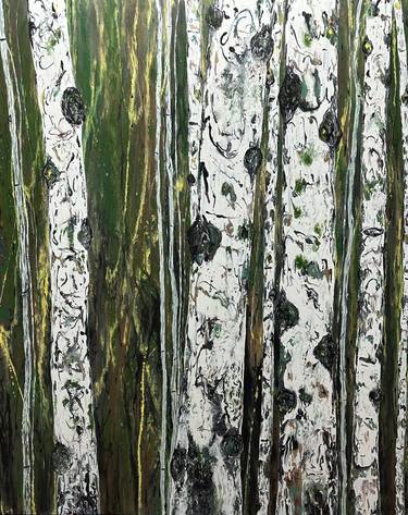 EXTRA LARGE PAINTING 60"X48"  ASPENS GREEN  "Into The Forest 3" thumb