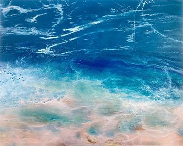 EXTRA LARGE PAINTING 48"X60" ABSTRACT SEASCAPE "Racing the Tide" thumb