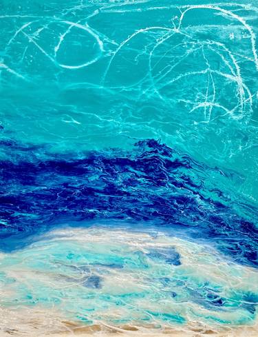EXTRA LARGE PAINTING 60"X48" ABSTRACT SEASCAPE "Royal Surf" thumb