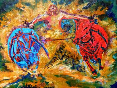 Bull Race Painting - Study thumb