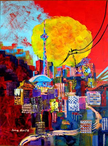 Original Conceptual Cities Paintings by Amna Alam