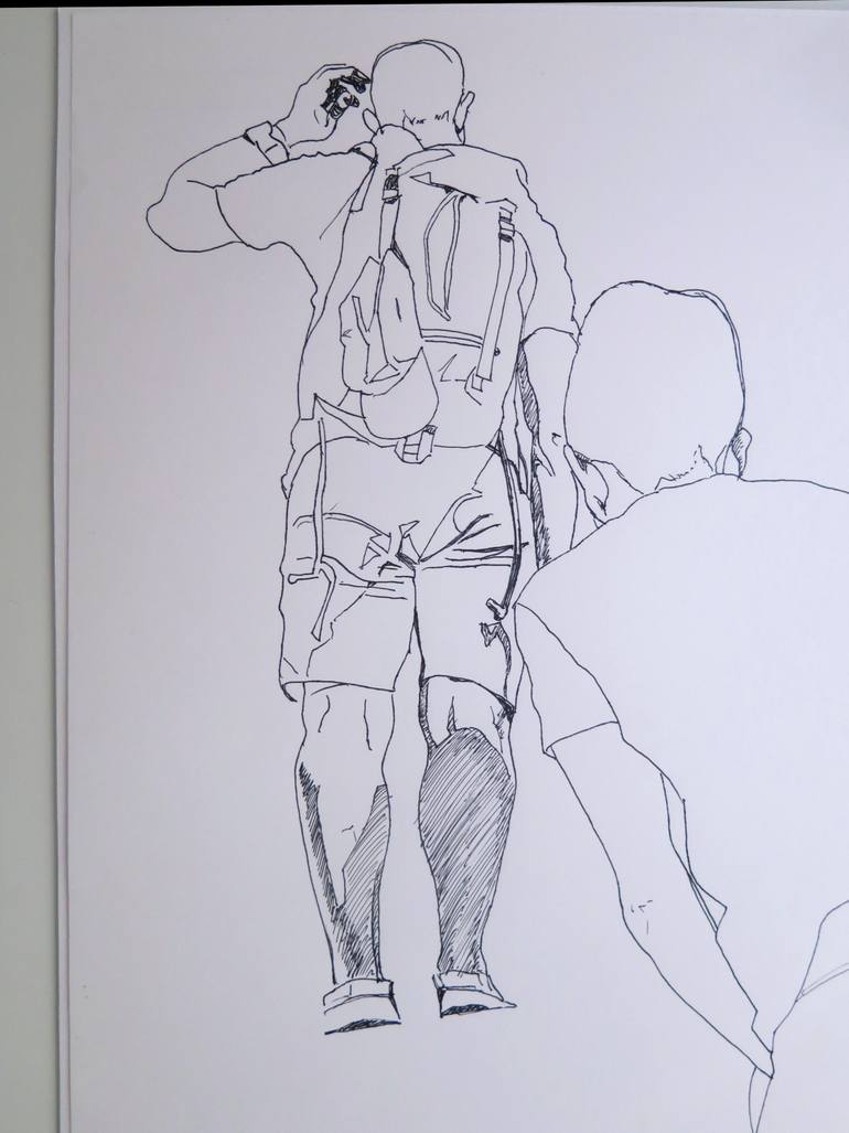 Original Black & White People Drawing by Jesus Manuel Moreno